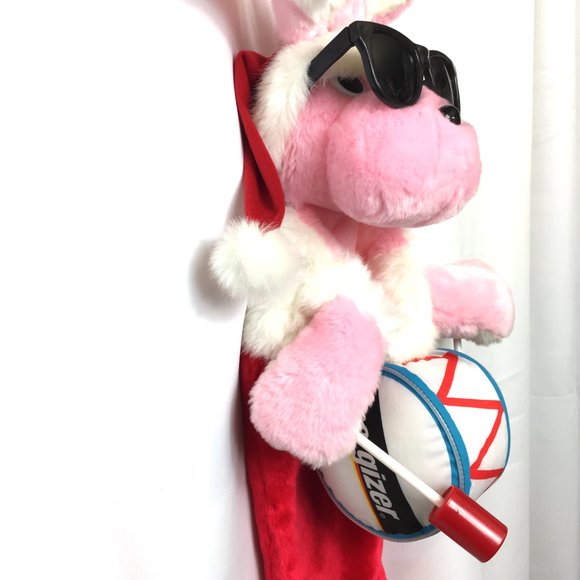 ENERGIZER 2006 Plush Pink Bunny with Drum Christmas Stocking - Picture 6 of 15